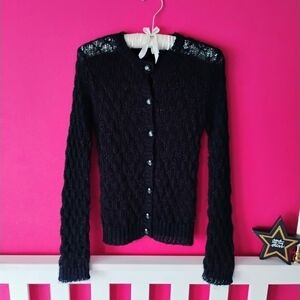 H&M VINTAGE Black Women's Sweater Cardigan With Buttons - SIZE 4 / SMALL 🖤